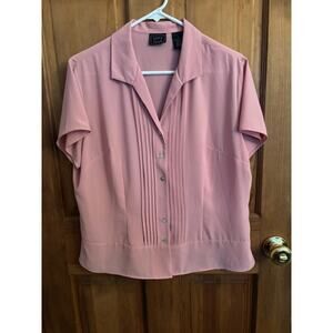 Women’s Laura Scott Pink Short Sleeve Blouse Size 14 - 100% Polyester